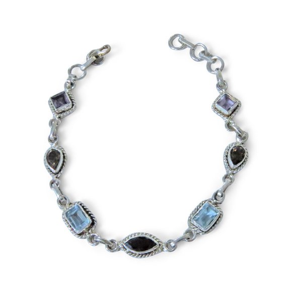 Silver Bracelet with Topaz & Garnet